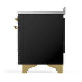 ILVE Majestic III 48-Inch Induction Range with 6 Induction Elements and Triple Glass Door Electric Oven in Glossy Black with Brass Trim (UMIB48NR3BKG)