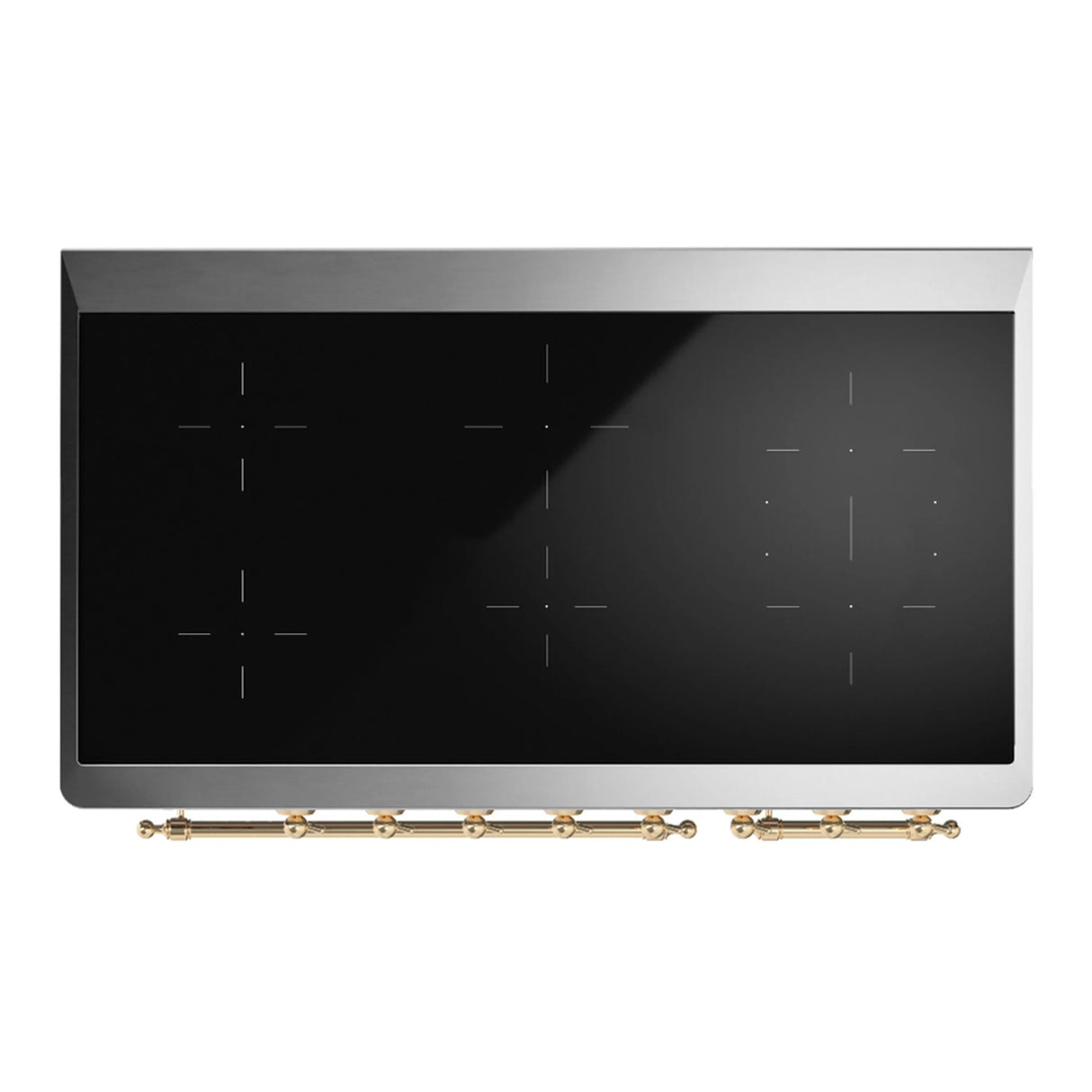 ILVE Majestic III 48-Inch Induction Range with 6 Induction Elements and Triple Glass Door Electric Oven in Glossy Black with Brass Trim (UMIB48NR3BKG)