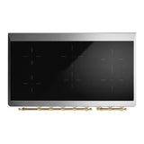 ILVE Majestic III 48-Inch Induction Range with 6 Induction Elements and Triple Glass Door Electric Oven in Glossy Black with Brass Trim (UMIB48NR3BKG)
