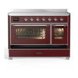 ILVE Majestic III 48-Inch Induction Range with 6 Induction Elements and Triple Glass Door Electric Oven in Burgundy with Chrome Trim (UMIB48NR3BUC)