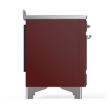ILVE Majestic III 48-Inch Induction Range with 6 Induction Elements and Triple Glass Door Electric Oven in Burgundy with Chrome Trim (UMIB48NR3BUC)