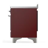 ILVE Majestic III 48-Inch Induction Range with 6 Induction Elements and Triple Glass Door Electric Oven in Burgundy with Chrome Trim (UMIB48NR3BUC)