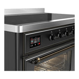 ILVE Majestic III 48-Inch Induction Range with 6 Induction Elements and Triple Glass Door Electric Oven in Matte Graphite with Burnished Trim (UMIB48NR3MGB)