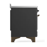 ILVE Majestic III 48-Inch Induction Range with 6 Induction Elements and Triple Glass Door Electric Oven in Matte Graphite with Burnished Trim (UMIB48NR3MGB)