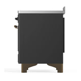 ILVE Majestic III 48-Inch Induction Range with 6 Induction Elements and Triple Glass Door Electric Oven in Matte Graphite with Burnished Trim (UMIB48NR3MGB)
