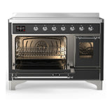 ILVE Majestic III 48-Inch Induction Range with 6 Induction Elements and Triple Glass Door Electric Oven in Matte Graphite with Chrome Trim (UMIB48NR3MGC)
