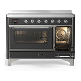 ILVE Majestic III 48-Inch Induction Range with 6 Induction Elements and Triple Glass Door Electric Oven in Matte Graphite with Chrome Trim (UMIB48NR3MGC)