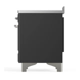 ILVE Majestic III 48-Inch Induction Range with 6 Induction Elements and Triple Glass Door Electric Oven in Matte Graphite with Chrome Trim (UMIB48NR3MGC)