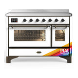 ILVE Majestic III 48-Inch Induction Range with 6 Induction Elements and Triple Glass Door Electric Oven in RAL with Burnished Trim (UMIB48NR3RAB)
