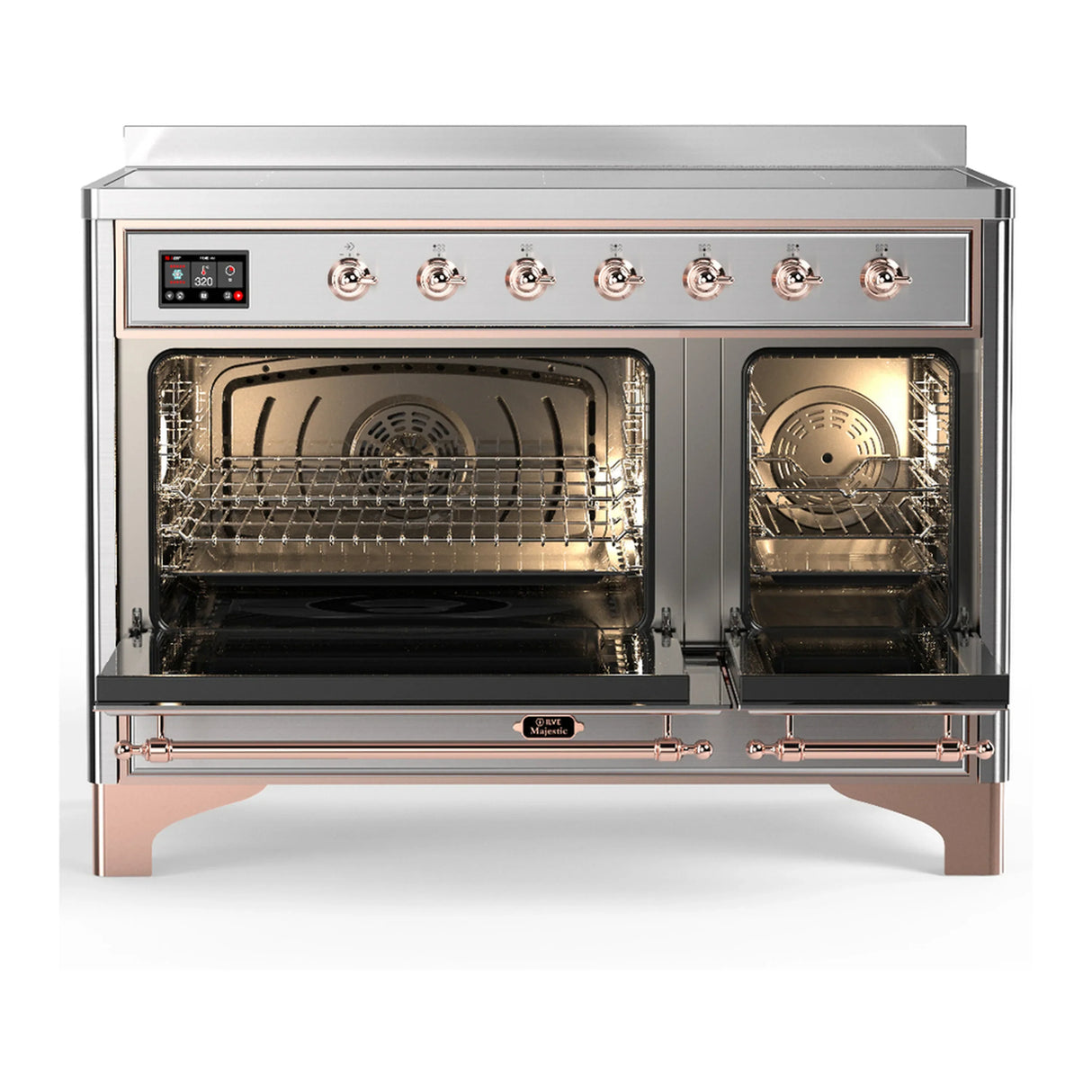ILVE Majestic III 48-Inch Induction Range with 6 Induction Elements and Triple Glass Door Electric Oven in Stainless Steel with Copper Trim (UMIB48NR3SSP)