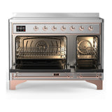 ILVE Majestic III 48-Inch Induction Range with 6 Induction Elements and Triple Glass Door Electric Oven in Stainless Steel with Copper Trim (UMIB48NR3SSP)