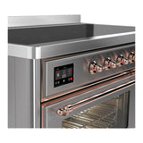 ILVE Majestic III 48-Inch Induction Range with 6 Induction Elements and Triple Glass Door Electric Oven in Stainless Steel with Copper Trim (UMIB48NR3SSP)