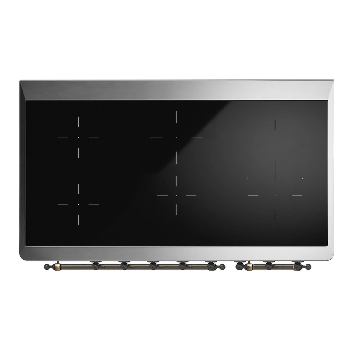 ILVE Majestic III 48-Inch Induction Range with 6 Induction Elements and Triple Glass Door Electric Oven in White with Burnished Trim (UMIB48NR3WHB)
