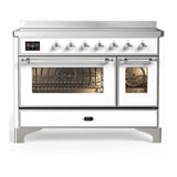 ILVE Majestic III 48-Inch Induction Range with 6 Induction Elements and Triple Glass Door Electric Oven in White with Chrome Trim (UMIB48NR3WHC)