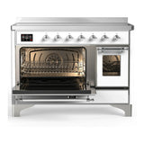 ILVE Majestic III 48-Inch Induction Range with 6 Induction Elements and Triple Glass Door Electric Oven in White with Chrome Trim (UMIB48NR3WHC)