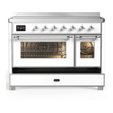 ILVE Majestic III 48-Inch Induction Range with 6 Induction Elements and Triple Glass Door Electric Oven in White with Chrome Trim (UMIB48NR3WHC)