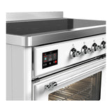 ILVE Majestic III 48-Inch Induction Range with 6 Induction Elements and Triple Glass Door Electric Oven in White with Chrome Trim (UMIB48NR3WHC)