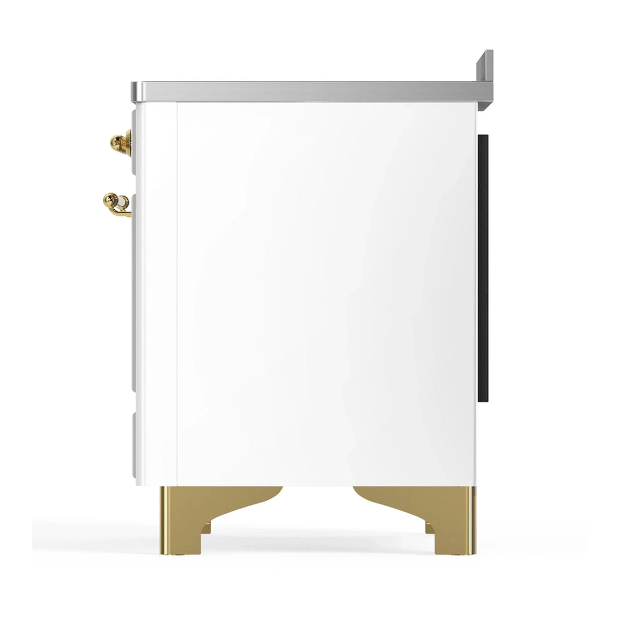ILVE Majestic III 48-Inch Induction Range with 6 Induction Elements and Triple Glass Door Electric Oven in White with Brass Trim (UMIB48NR3WHG)