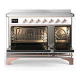 ILVE Majestic III 48-Inch Induction Range with 6 Induction Elements and Triple Glass Door Electric Oven in White with Copper Trim (UMIB48NR3WHP)