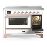 ILVE Majestic III 48-Inch Induction Range with 6 Induction Elements and Triple Glass Door Electric Oven in White with Copper Trim (UMIB48NR3WHP)