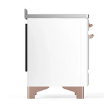 ILVE Majestic III 48-Inch Induction Range with 6 Induction Elements and Triple Glass Door Electric Oven in White with Copper Trim (UMIB48NR3WHP)