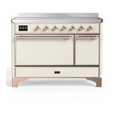 ILVE Majestic III 48-Inch Induction Range with 6 Induction Elements and Solid Door Electric Oven in Antique White with Copper Trim (UMIB48QNR3AWP)