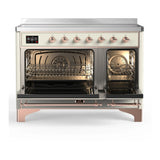 ILVE Majestic III 48-Inch Induction Range with 6 Induction Elements and Solid Door Electric Oven in Antique White with Copper Trim (UMIB48QNR3AWP)