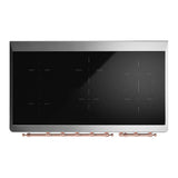 ILVE Majestic III 48-Inch Induction Range with 6 Induction Elements and Solid Door Electric Oven in Antique White with Copper Trim (UMIB48QNR3AWP)