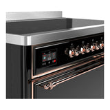 ILVE Majestic III 48-Inch Induction Range with 6 Induction Elements and Solid Door Electric Oven in Glossy Black with Copper Trim (UMIB48QNR3BKP)