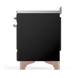 ILVE Majestic III 48-Inch Induction Range with 6 Induction Elements and Solid Door Electric Oven in Glossy Black with Copper Trim (UMIB48QNR3BKP)