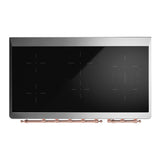 ILVE Majestic III 48-Inch Induction Range with 6 Induction Elements and Solid Door Electric Oven in Burgundy with Copper Trim (UMIB48QNR3BUP)