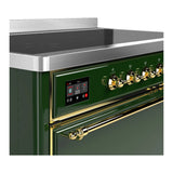 ILVE Majestic III 48-Inch Induction Range with 6 Induction Elements and Solid Door Electric Oven in Emerald Green with Brass Trim (UMIB48QNR3EGG)