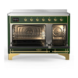 ILVE Majestic III 48-Inch Induction Range with 6 Induction Elements and Solid Door Electric Oven in Emerald Green with Brass Trim (UMIB48QNR3EGG)
