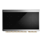 ILVE Majestic III 48-Inch Induction Range with 6 Induction Elements and Solid Door Electric Oven in Emerald Green with Brass Trim (UMIB48QNR3EGG)