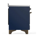 ILVE Majestic III 48-Inch Induction Range with 6 Induction Elements and Solid Door Electric Oven in Mightnight Blue with Burnished Trim (UMIB48QNR3MBB)