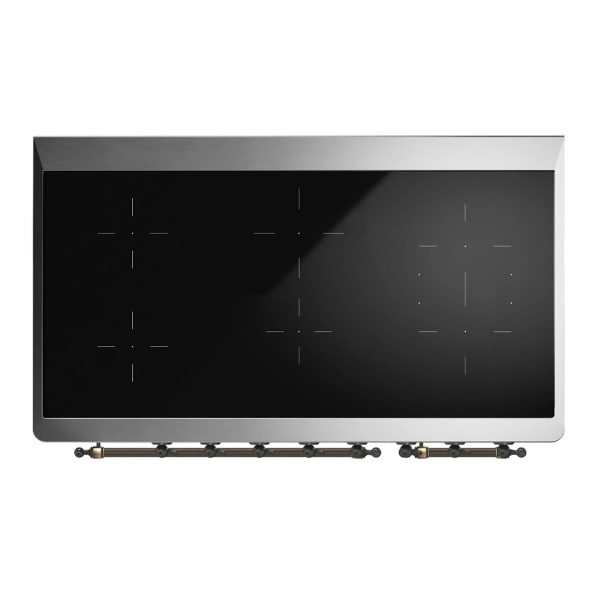 ILVE Majestic III 48-Inch Induction Range with 6 Induction Elements and Solid Door Electric Oven in Mightnight Blue with Burnished Trim (UMIB48QNR3MBB)