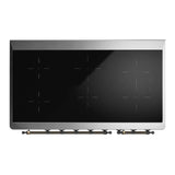 ILVE Majestic III 48-Inch Induction Range with 6 Induction Elements and Solid Door Electric Oven in Mightnight Blue with Burnished Trim (UMIB48QNR3MBB)
