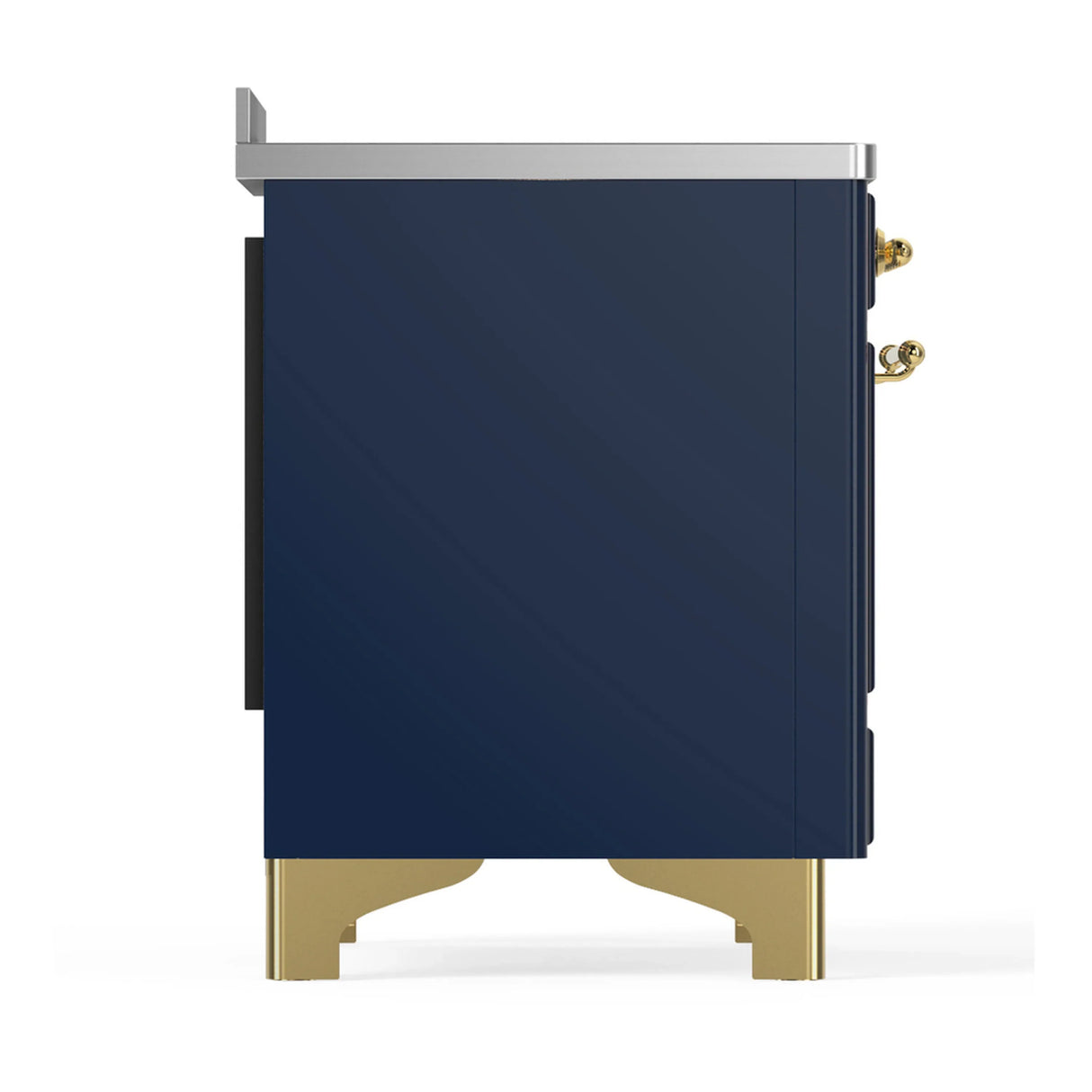 ILVE Majestic III 48-Inch Induction Range with 6 Induction Elements and Solid Door Electric Oven in Mightnight Blue with Brass Trim (UMIB48QNR3MBG)
