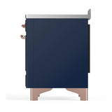 ILVE Majestic III 48-Inch Induction Range with 6 Induction Elements and Solid Door Electric Oven in Mightnight Blue with Copper Trim (UMIB48QNR3MBP)
