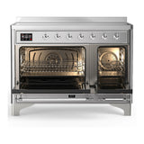 ILVE Majestic III 48-Inch Induction Range with 6 Induction Elements and Solid Door Electric Oven in Stainless Steel with Chrome Trim (UMIB48QNR3SSC)