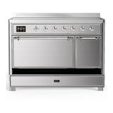 ILVE Majestic III 48-Inch Induction Range with 6 Induction Elements and Solid Door Electric Oven in Stainless Steel with Chrome Trim (UMIB48QNR3SSC)