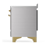 ILVE Majestic III 48-Inch Induction Range with 6 Induction Elements and Solid Door Electric Oven in Stainless Steel with Brass Trim (UMIB48QNR3SSG)