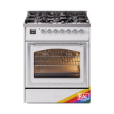 ILVE Nostalgie II Noblesse 30-Inch Natural Gas Dual Fuel Range with Triple Glass Door in Custom RAL with Chrome Trim (UN30NMPRAC)