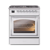 ILVE Nostalgie II Noblesse 30-Inch Propane Gas Dual Fuel Range with Triple Glass Door in Custom RAL with Chrome Trim (UN30NMPRACLP)