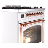 ILVE Nostalgie II Noblesse 30-Inch Propane Gas Dual Fuel Range with Triple Glass Door in Custom RAL with Copper Trim (UN30NMPRAPLP)