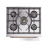 ILVE Nostalgie II Noblesse 30-Inch Propane Gas Dual Fuel Range with Solid Door in White with Copper Trim (UN30QNMPWHPLP)