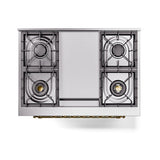 ILVE Nostalgie II Noblesse 36-Inch Natural Gas Dual Fuel Range and Triple Glass Door in Burgundy with Brass Trim (UN36FNMPBUG)