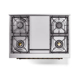 ILVE Nostalgie II Noblesse 36-Inch Natural Gas Dual Fuel Range and Triple Glass Door in Emerald Green with Bronze Trim (UN36FNMPEGB)