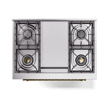 ILVE Nostalgie II Noblesse 36-Inch Natural Gas Dual Fuel Range and Triple Glass Door in Emerald Green with Brass Trim (UN36FNMPEGG)