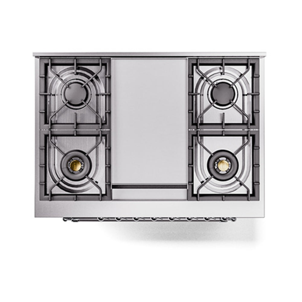 ILVE Nostalgie II Noblesse 36-Inch Natural Gas Dual Fuel Range and Triple Glass Door in Midnight Blue with Chrome Trim (UN36FNMPMBC)